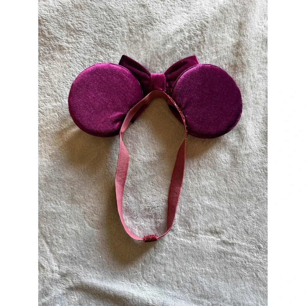 My Comfort Ears Minnie Mouse Burgundy Velvet Bow Elastic Disney Ears - K306